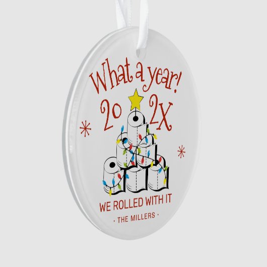 What A Year 2021トイレおもしろい紙家族の写真 オーナメント (正面)