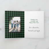 What A Year 2 Photo Christmas Green Buffalo Check シーズンカード (内部)