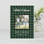 What A Year 2 Photo Christmas Green Buffalo Check シーズンカード (スタンド正面)