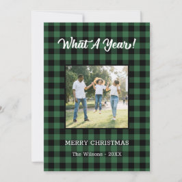 What A Year 2 Photo Christmas Green Buffalo Check シーズンカード
