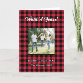 What A Year 2 Photo Christmas Red Buffalo Check シーズンカード