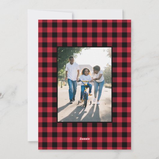 What A Year 2 Photo Christmas Red Buffalo Check シーズンカード (裏面)