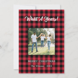 What A Year 2 Photo Christmas Red Buffalo Check シーズンカード