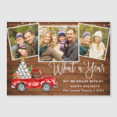 What a Year Christmas 3 Photo Magnetic Card (正面)