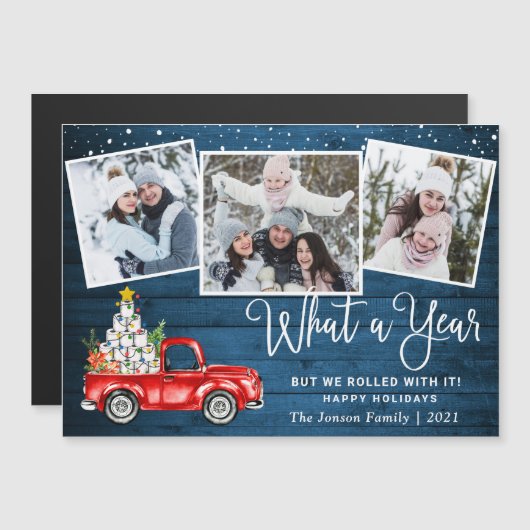 What a Year Christmas 3 Photo Magnetic Card (正面/裏面)