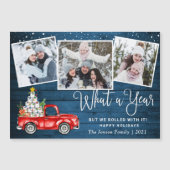 What a Year Christmas 3 Photo Magnetic Card (正面)