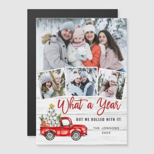 What a Year Christmas 4 Photo Magnetic Card (正面/裏面)