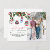 What a Year Christmas Photo Greeting Holiday ポストカード (正面/裏面)
