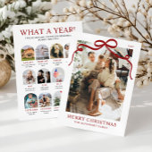 What a Year Christmas Red Bow Year in Review Photo シーズンカード