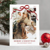 What a Year Christmas Red Bow Year in Review Photo シーズンカード