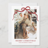 What a Year Christmas Red Bow Year in Review Photo シーズンカード (正面)