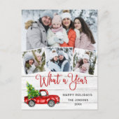 What a Year Christmas Red Farmトラックのホリデーカード ポストカード (正面)