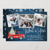 What a Year Christmas Red Farm Truck 3写真 シーズンカード (正面/裏面)