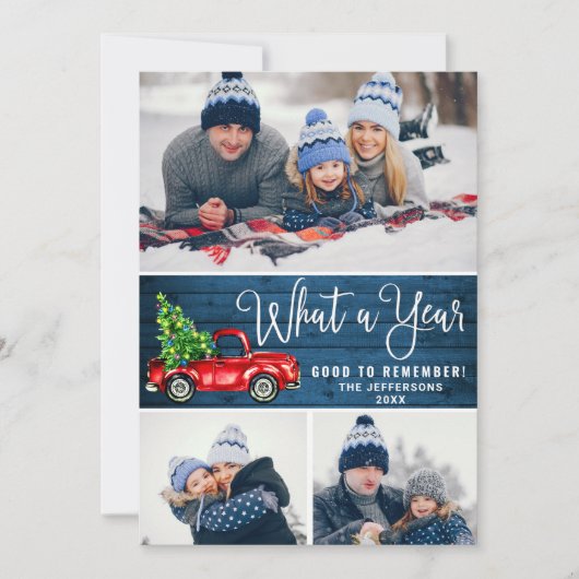 What a Year Christmas Red Farm Truck 3写真 シーズンカード (正面)