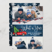 What a Year Christmas Red Farm Truck 3写真 シーズンカード (正面/裏面)