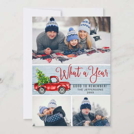 What a Year Christmas Red Farm Truck 3写真 シーズンカード (正面)