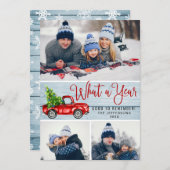 What a Year Christmas Red Farm Truck 3写真 シーズンカード (正面/裏面)