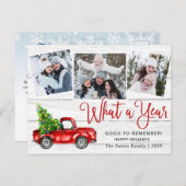 What a Year Christmas Red Farm Truck 3写真 ポストカード (正面/裏面)