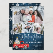 What a Year Christmas Red Farm Truck 4写真 シーズンカード (正面/裏面)