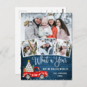 What a Year Christmas Red Farm Truck 4写真 ポストカード (正面/裏面)