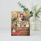 What a Year Christmas Red Farm Truck 4写真 ポストカード (スタンド正面)