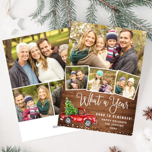 What a Year Christmas Red Farm Truck 7写真 シーズンカード