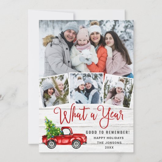 What a Year Christmas Red Farm Truck 7写真 シーズンカード (正面)