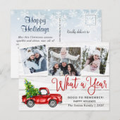 What a Year Christmas Red Truck 素朴 PHOTO シーズンポストカード (正面/裏面)