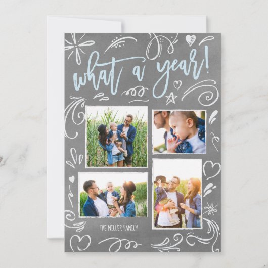 What A Year Doodles コラージュ 4 枚の写真 シーズンカード (正面)