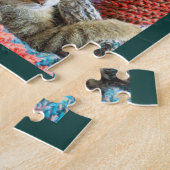 What a Year Family Photo Collageグリーンと金ゴールドクリスマス ジグソーパズル (側面)