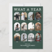 What a Year Green Modern Photo Collage Christmas シーズンカード (正面)