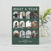 What a Year Green Modern Photo Collage Christmas シーズンカード (スタンド正面)