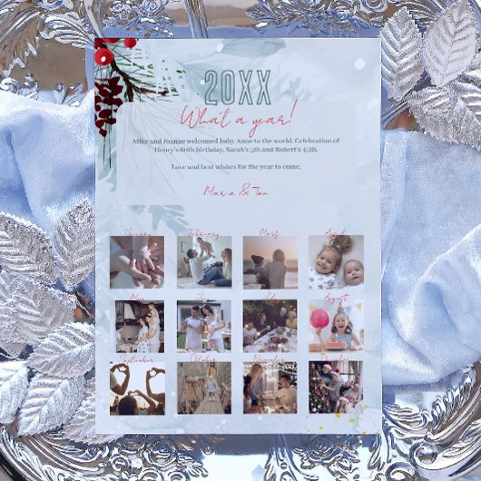 What A Year In Review 12ファミリーフォトコラージュミント シーズンカード
