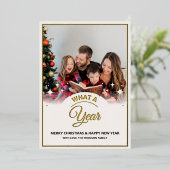What a Year in Review Photo 数々の Christmasモダン 箔シーズンカード (立ち正面)