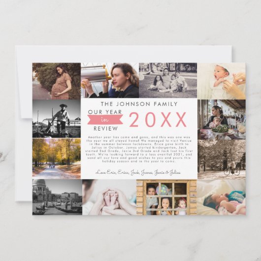 What a Year in Review Photo Collage Holiday シーズンカード (正面)
