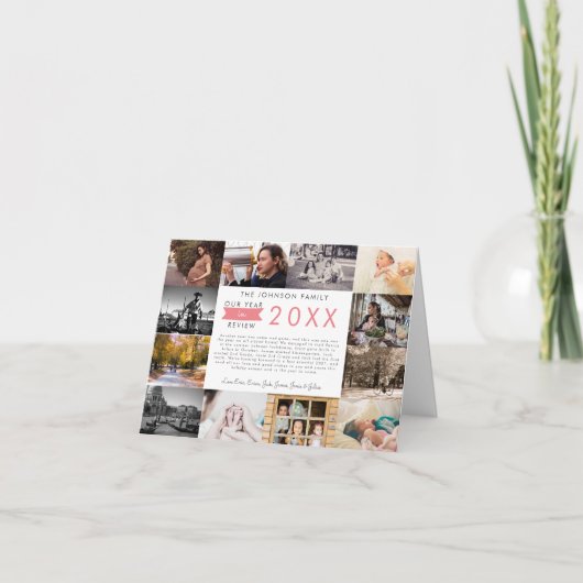 What a Year in Review Photo Collage Holiday シーズンカード (正面)