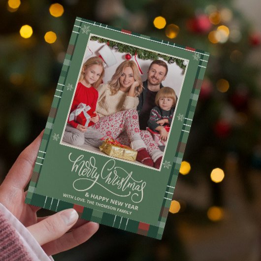 What a Year in Review Plaid Merry Christmas  カード