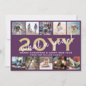 What a Year! Modern 10 Photo Collage Purple & Gold シーズンカード (正面)