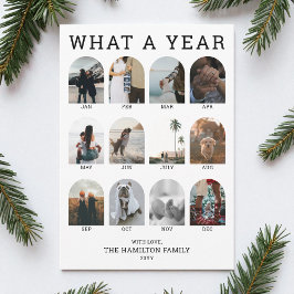 What a Year Modern Arch Photo Collage Christmas シーズンカード