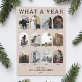 What a Year Modern Brown Photo Collage Christmas シーズンカード