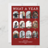 What a Year Modern Red Photo Collage Christmas シーズンカード (正面)