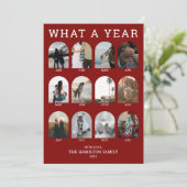 What a Year Modern Red Photo Collage Christmas シーズンカード (スタンド正面)