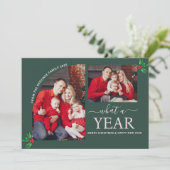 What a Year Multi Photo Collage Christmas Green  カード (スタンド正面)