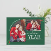 What a Year Multi Photo Collage Christmas Green カード (スタンド正面)