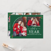What a Year Multi Photo Collage Christmas Green カード (正面/裏面インサイチュ)