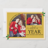 What a Year Multi Photo Collage Christmas Holly カード (正面)