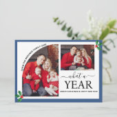 What a Year Multi Photo Collage Christmas Holly  カード (スタンド正面)