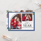 What a Year Multi Photo Collage Christmas Holly  カード (正面/裏面インサイチュ)