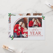 What a Year Multi Photo Collage Christmas Holly カード (正面/裏面インサイチュ)