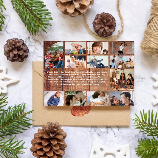 What a Year Multi Photo Collage Christmas Rustic カード
